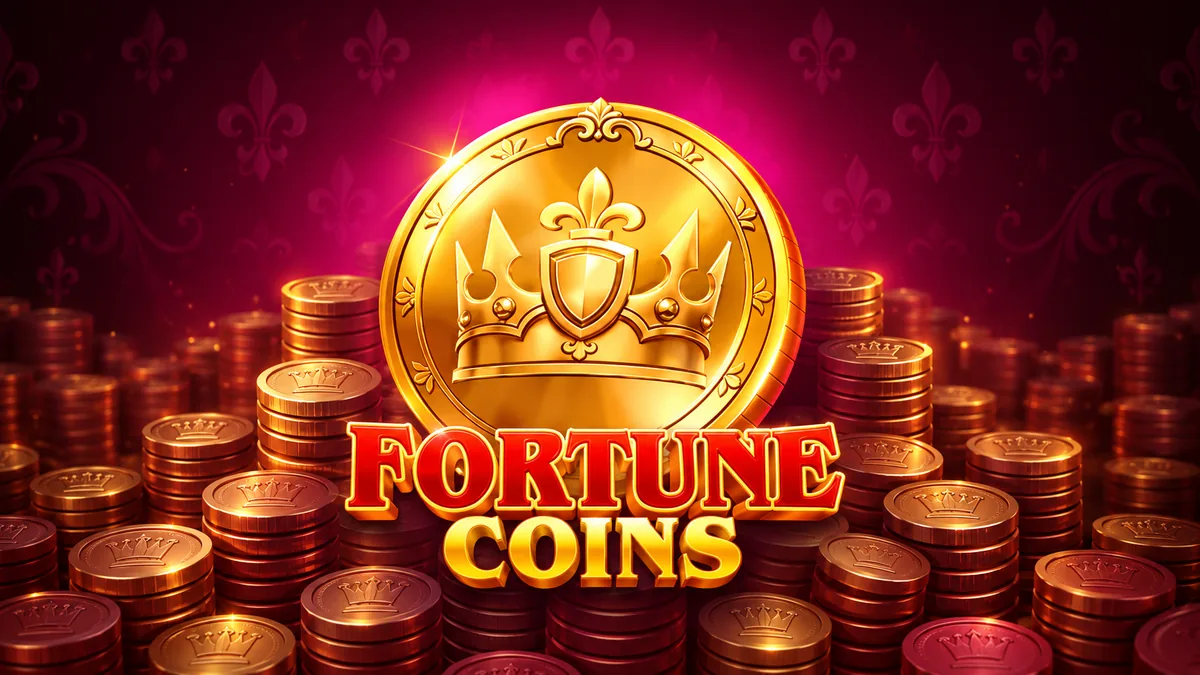 Portada de Fortune Coins de TaDa Gaming con monedas doradas y elementos de un palacio.