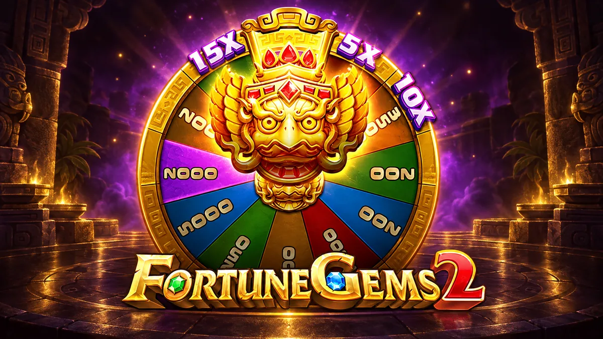 Portada de Fortune Gems 2 con gemas y el emblema dorado del juego de TaDa Gaming.
